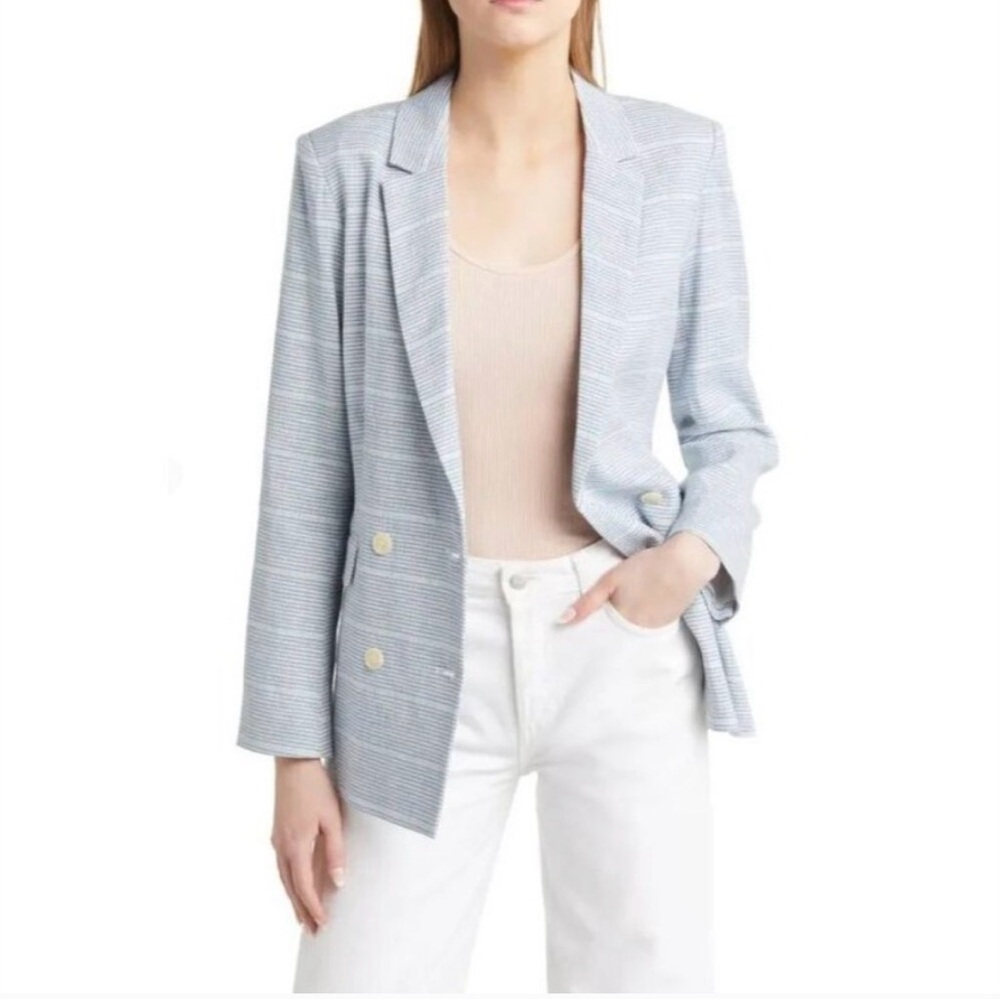 Rails Light Blue Glen Plaid Double-Breasted Blazer - Picture 4 of 5